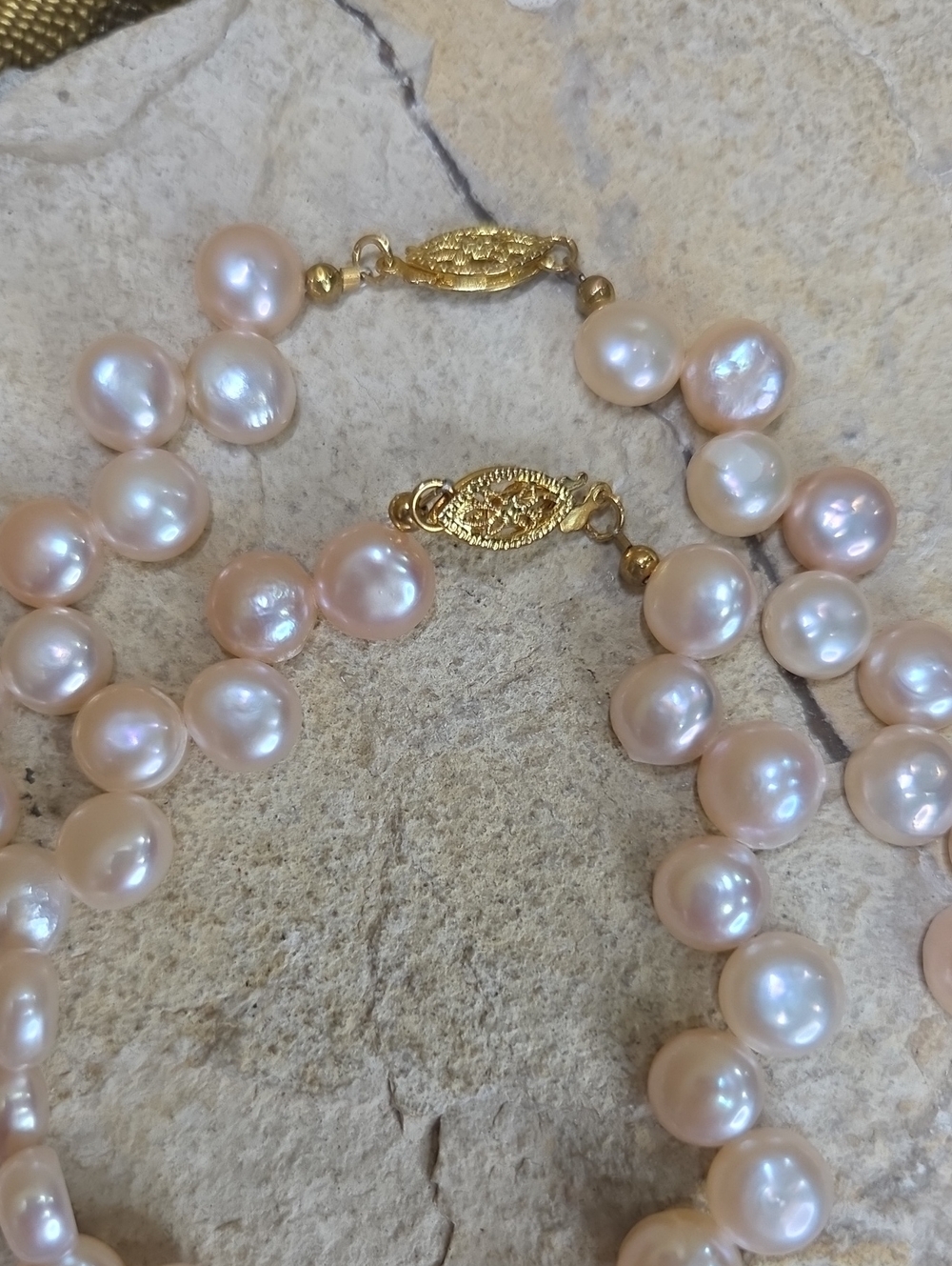 Fancy Pink Freshwater Pearl Necklace and Bracelet Set - 14K Gold Filled - Picture 8 of 11